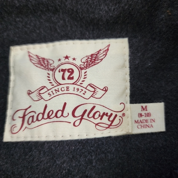 Faded Glory, Women's Grey/Black Button Up Pea Coat Wide Collard Y2K, sz MD (8/10 - Picture 3 of 15